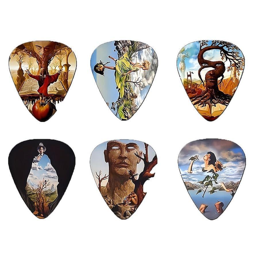 HASTHIP® Surreal Art Guitar Picks 6 Pack W/Tin Box & Picks Holder Celluloid Medium Artworks Inspired By Salvador Dali HASTHIP® Surreal Art Guitar Picks 6 Pack W/Tin Box & Picks Holder Celluloid Medium Artworks Inspired By Salvador Dali
